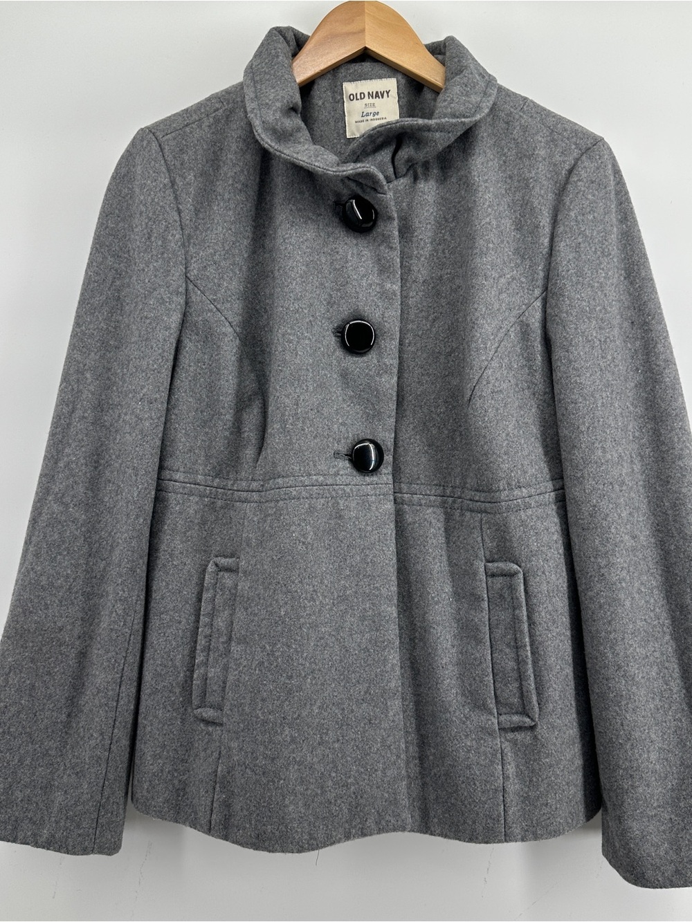 Old Navy Gray Fit & Flare Peacoat Jacket Women’s Large